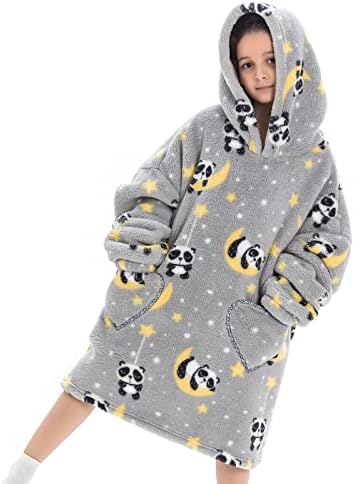 Summshall Blanket Hoodie, Oversized Wearable Sweatshirt Hoody Blanket Hug Plush for Adults Women Kids, Cozy Warm Giant Hooded