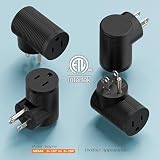 Plugrand Adaptador De Corriente De Ángulo Recto Nema 5-15R A 5-15P, Adaptador Macho-Hembra De 3 Clavijas En Ángulo Recto De EE. UU., Adaptador De Corriente Macho Hembra De EE. UU. En Ángulo De 90 Gra