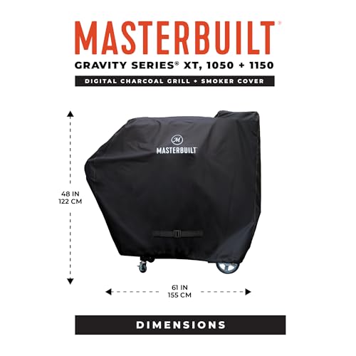 Image of Masterbuilt Large Grill Cover, Fits Models 1050, 1150 and XT of Gravity Series Smoker Grills, Black, PVC Liner, Double-Stitching and Adjustable, Model MB20081220