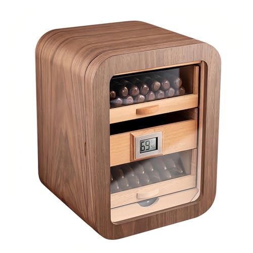 Humidore de cigares de cèdre 4 tiroirs et vitre intégrée