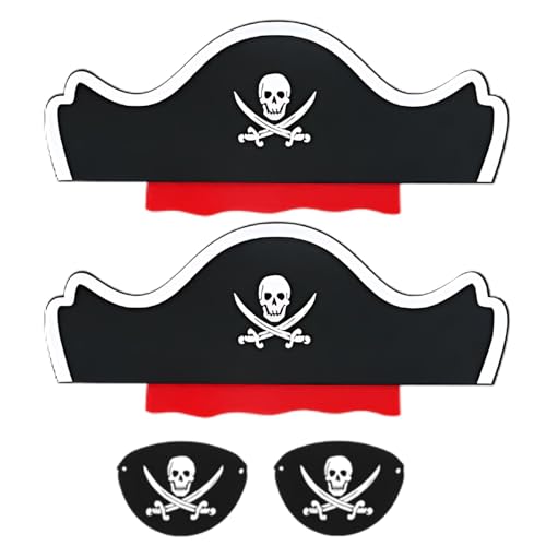 RNXSIB 4 Stück Piraten Augenklappe Kinder Piratenhut Kinder - Zuverlässige Augenklappe Pirat für Kostüme und Rollenspiele Komfortables Alltagsprodukt mit Einfacher Handhabung