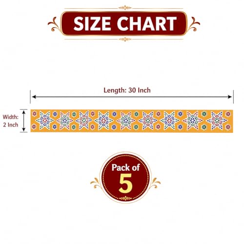 Image of Rangoli Kolam Stickers for Home Entrance & Pooja Room | Vinyl /Self Adhesive, Waterproof, Floor Decoration for Diwali, Navratri & Festivals (Combo Pack of 5) (Color Border CP5)