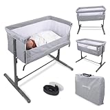 Mobiclinic®, Cuna colecho, 2 en 1, Moon, Sistema de Unión a la Cama, Regulable 5 Alturas, Bolsa Transporte, Incluye Ruedas, Malla Transpirable, Base Acolchada