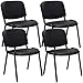 CLP Lot De 4 Chaises De Visiteur Empilables Ken en Similicuir I Chaises De Salle D'Attente avec Piètement en Métal Noir, Couleur:Noir