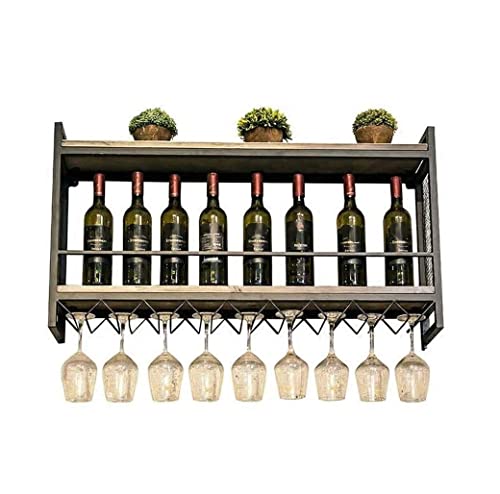 Soporte para botellas de vino de hierro montado en pared 100x20x55cm