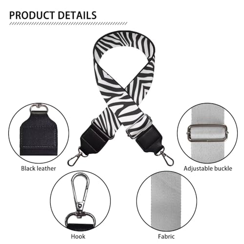 Image of GLENLCWE Zebra Print Purse Strap Wide Replacement Crossbody Bag Straps, Adjustable Canvas Handbag Shoulder Strap Tote Belt