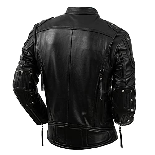 Men’s Black Biker Genuine Cowhide Motorcycle Fashionable Slim Fit Zip-Up Leather Jacket3