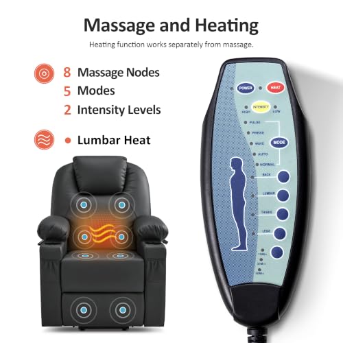 Image of MCombo Small Power Lift Recliner Chair for Elderly, Heat and Massage 7141