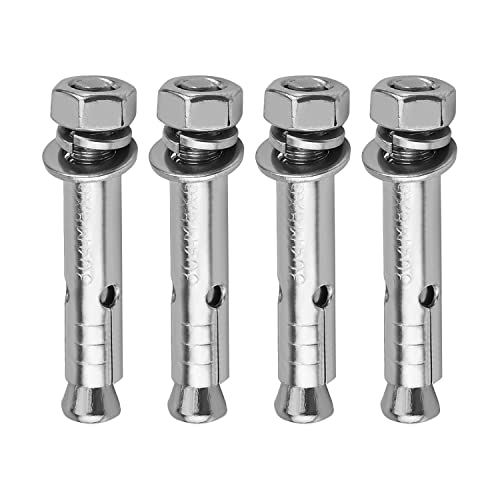 MroMax M8x60mm 304 Stainless Steel Expansion Bolts Hex Nuts Sleeve Anchor Fastener for Fence Home Installation Air Conditioning 4pcs