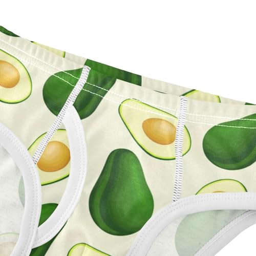 CHIFIGNO Boys' Cotton Underwear Breathable Briefs Printed Briefs Underwear for Little Boys, Green Avocados Light Yellow4