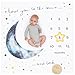 Pondering Pine Organic Baby Monthly Milestone Blanket Boy - Love You to The Moon and Back Blanket for Boys, Growth Chart for 1-12 Months Milestones, Gender Neutral, 47”x47”