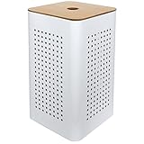 Gelco 707540 White Wäschekorb Metall/Holz Weiß 32 x 32 x 54 cm