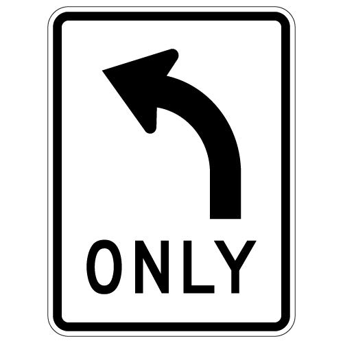 Aluminum Traffic Sign, Left Turn Only Arrow Marker, Indoor & Outdoor Use, 12×8 Inch