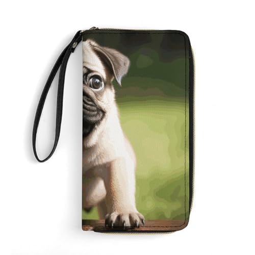 Porte-cartes cuir avec corde pour homme femme étui rangement cartes