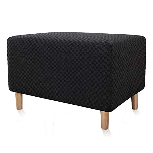 Elastischer Jacquard-Bezug für Ottomane, zusammenklappbar, Aufbewahrungshocker, Möbelschutz, weiches Spandex, Ottoman-Fußstützenbezüge, rechteckiger Fußhocker Cover