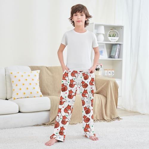 Boys' Pants Cute Red Fox Long Bottoms Jogger Pants Elastic Waist Trousers with Pockets S-XL3