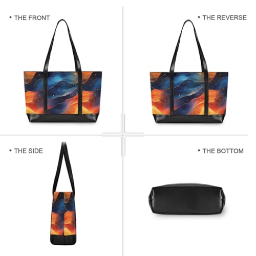 KLL Orange Navy Blue Red Wave Abstract Art Style Portable women's briefcase with zipper book tote Large Handbag for gym with bolsos secret para mujeres3