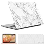 IBENZER Hard Shell Case for MacBook Air 13-inch M1 2022-2021-2020 Models with Touch ID - White Marble, AT13-WHMB+2