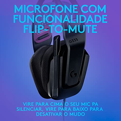 Headset Gamer Logitech G335 com Almofadas com Espuma de Memória, Design Leve e Conexão 3,5mm para PC, PlayStation, Xbox, Nintendo Switch e Mobile - Preto 6 Headset Gamer Logitech G335 com Almofadas com Espuma de Memória, Design Leve e Conexão 3,5mm para PC, PlayStation, Xbox, Nintendo Switch e Mobile - Preto - Imagem 6