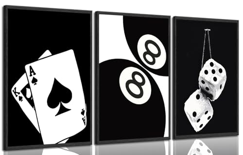 Affiches sur toile poker Lucky You 8 balles déco tendance 40x61cm