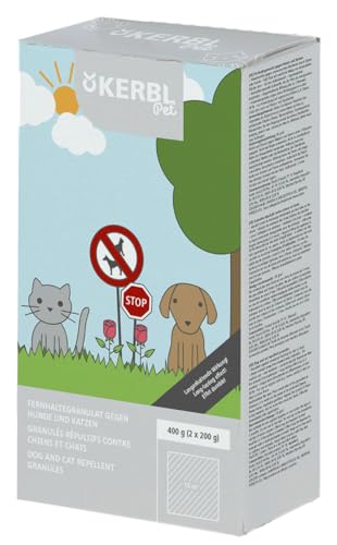 Kerbl Pet Fernhaltegranulat gegen Hunde und Katzen, Abwehrgranulat, 2x200g/Pack, Wirkungsbereich 15m², bis zu 3 Monate Wirkung, regenresistent