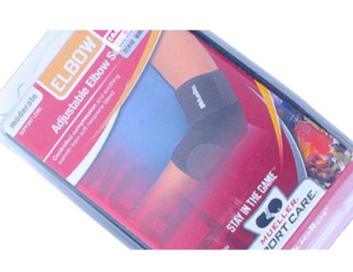 Mueller Medicine Adjustable Neoprene Elbow Support Brace One Size Black (2-Pack)