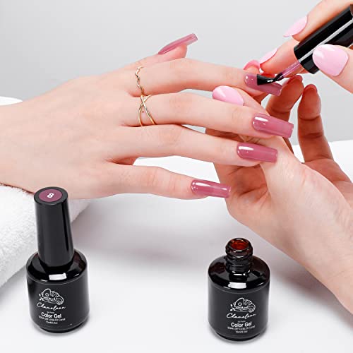 Chameleon 2Pcs Jelly Gel Nail Polish Nude Gel Polish Translucent Rosewood Soak Off Led Nail Lamp Gel Polish Nail Art Gel Gift For Women Manicure Diy Nail Art Home Salon(0.5Fl Oz/Pcs) #TOP5