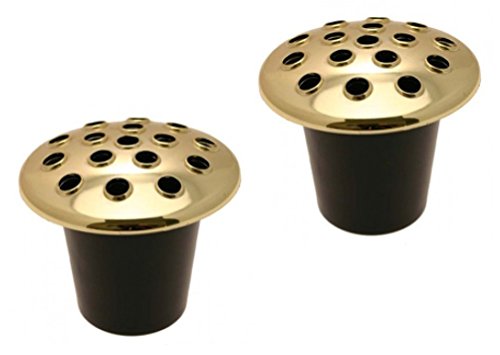 VFM- 2 Pack Grave memorial Vase Inserts Gold Lids UK Made