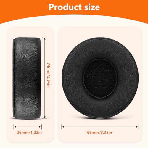 Reemplazo de almohadillas para auriculares Beats Solo 2/3 Wireless para A1796 / B0534, almohadillas de repuesto para Beats con espuma que cancela ruido, cuero proteico suave (Negro) miniatura 3