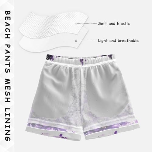 OREZI Boys Swim Trunk Purple Flowers Owl Bathing Suit Swim Shorts for Toddler Kids Teens4