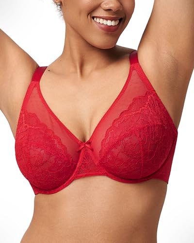 Image of HSIA Minimizer Bras for Women Enchante Full Coverage Underwire Bras Plus Size Lifting Floral Lace Bra for Heavy Breast