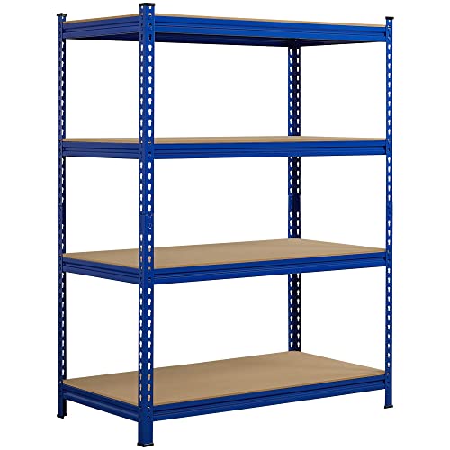 Yaheetech Garage Storage Shelves 4-Tire Heavy Duty Shelving Units for Workshop/Home,320kg Per Shelf,112 x 60 x 150cm, Blue