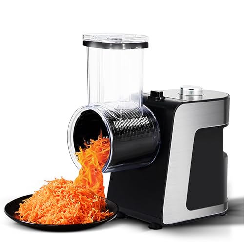 FfiMe Electric Cheese Grater, 400W Automatic Vegetable Chopper, Electric Salad Maker, Multifunctional Grater, Food Processor, Stainless Steel Blade, for Cheese, Carrots, Potatoes