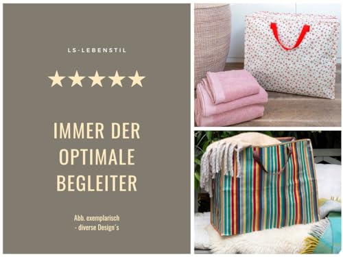 LS-LebenStil XXL Jumbo Bag Farmyard Bauernhof Tiere Recycelt Tragetasche Einkaufstasche mit Reißverschluss Shopper Riesentasche Tasche Aufbewahrungstasche Unterbett-Kommode Organizer Aufbewahrungsbox