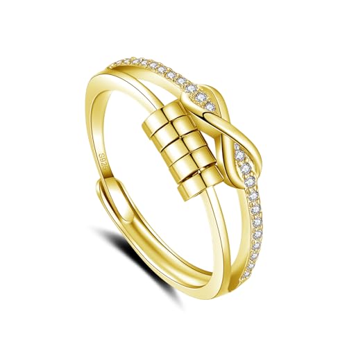 Glintara Silber Anxiety Ring für Damen, Silber Unendlichkeit Angst Ring