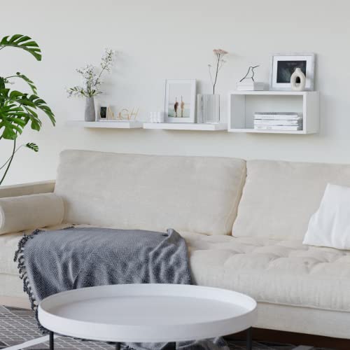 Richer House White Floating Shelves Set Of 3, Modern Bathroom Shelves Wall Mounted Shelves With Invisible Brackets Over Toilet, White Wall Shelves For Bathroom Bedroom, Living Room, Kitchen - White #TOP6