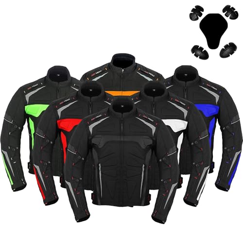 Hive Moto Chaqueta de moto para hombre, impermeable, con blindaje CE para motociclistas, abrigo para hombres y niños., Negro -, XX-Large