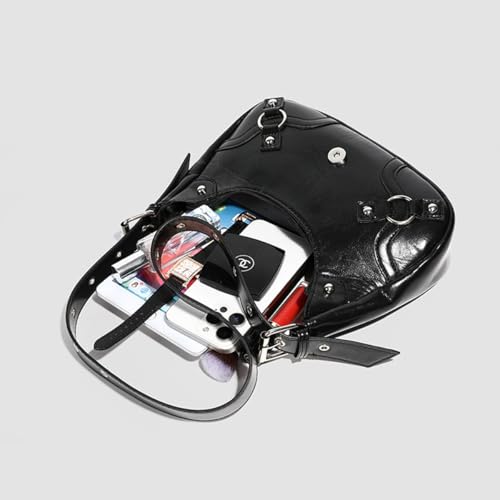 Image of Women's Y2K Purse Shoulder Bag Top Handle Handbag Small Punk Hobo Clutch Purses Bags Trendy Trendy Leather Buckle Punk Purses