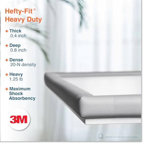 Image of Roving Cove HeftyFit Edge Corner Protector Baby Proofing (Large 15ft Edge 4 Corners), Heavy-Duty, Soft NBR Rubber Foam, Furniture Fireplace Safety Bumper Guard, 3M Adhesive, Stone Grey