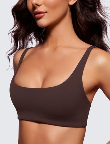 Image of CRZ YOGA Butterluxe Square Neck Sports Bras | Light Support, Removable Pads, Yoga, Extremely Soft, Low Coverage, Adjustable Spaghetti Straps, for Women
