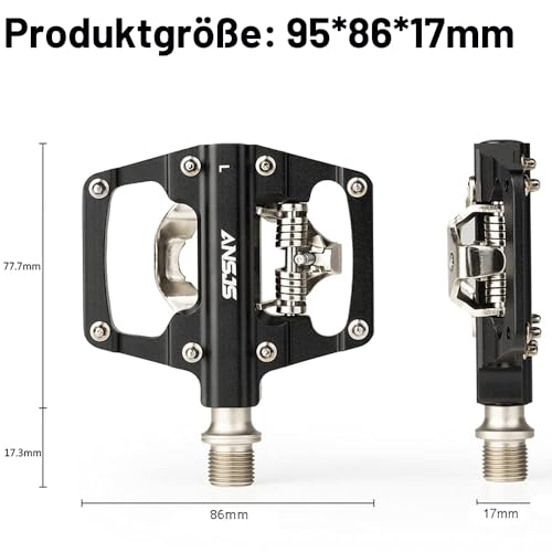 ANSJS 2 in 1 SPD-Fahrradpedale, CNC Aluminium Rutschfest, Klickpedale Set für BMX MTB Trekking Mountainbike Rennrad, Achse 9/16\ (M213)