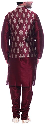 Pijama de seda para hombre conjunto clásico granate ropa de dormir cómoda 2