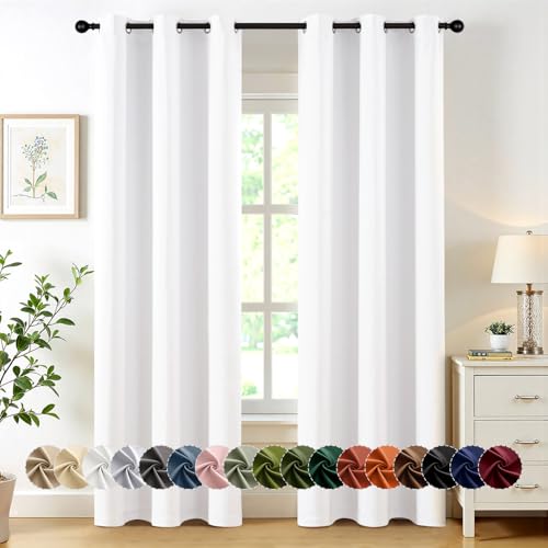 Image of MIULEE Blackout Curtains for Bedroom Living Room 2 Panels, Thermal Insulated Room Darkening Drapes Grommet Noise Reducing Light Blocking Window Treatments 72 Inches Long 34x72 Inch Pure White