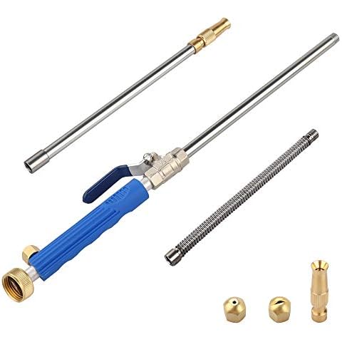 YunGuoGuo High Pressure Power Washer Sprayer Wand with Flexible Hose Nozzle, 39'' Hydro Jet Power Washer Cleaning Tool, Wand Lance for Gutter Patio Car Pet Window Glass Blue Cover
