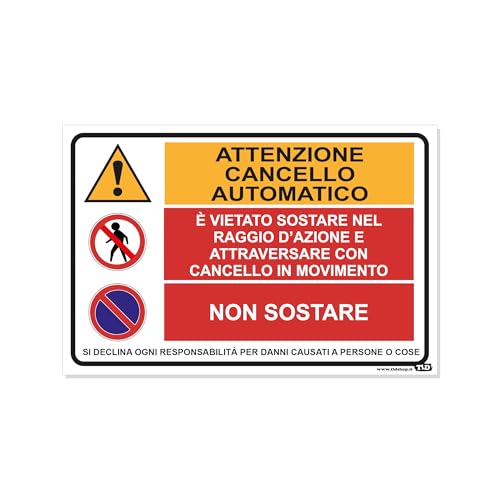 TLDSHOP® - Cartello Segnaletico - ATTENZIONE CANCELLO AUTOMATICO - 20x30cm - Materiale: PVC 1mm - Quantità: Pz 1