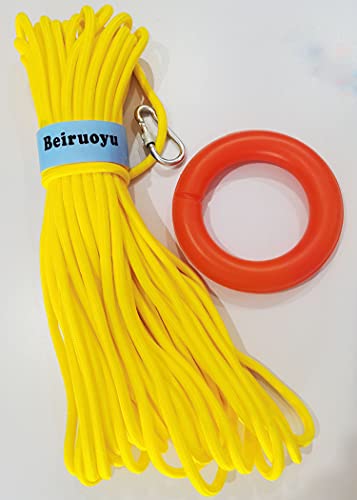Beiruoyu Water Floating Lifesaving Rope 98.4FT,Outdoor Professional Throwing Rope Rescue Lifeguard Rescue Lifeline with Bracelet Hand Ring for Swimming Boating Fishing (1set(Yellow))