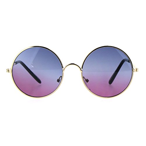 Sa106 4331419570 Kids Child Size Hippie Round Circle Lens Tie Dye Gradient Metal Sunglasses thumb #1