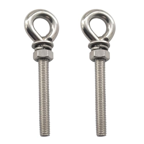 Image of (2 Pieces) M14 304 Stainless Steel Heavy Duty Shoulder Lifting Ring Eye Bolt with hex Nuts Washers