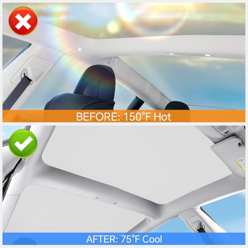 Image of Roof Glass Sunshade for Tesla Model 3 Highland Top Sunshade Heat Insulation Glass Roof Sun Shade UV Pretection Interior Accessories (White)
