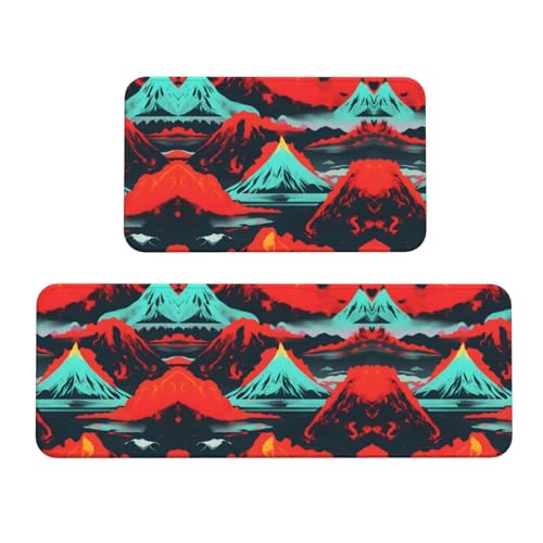 Volcano Bloom - Tapete de cocina antideslizante, fácil de limpiar, grueso, para cocina, fregadero
